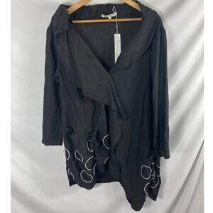 NWT Redwood Court Ruffle Placket Duster in White Bamboo Silk Size Small